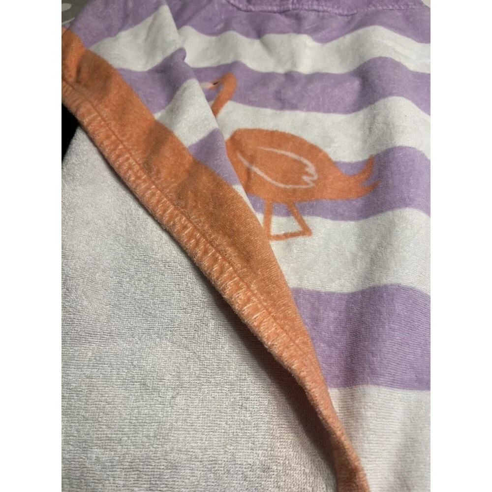 Pottery Barn Flamingo Purple White Stripe Kid Hooded Beach Bath Towel